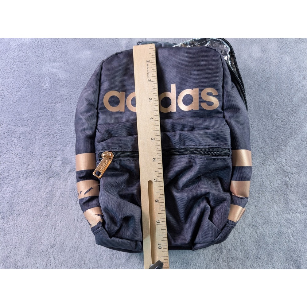Adidas Insulated Lunch Bag Black Rose Gold Logo Stripe Zippered Mesh Pocket - Picture 4 of 7